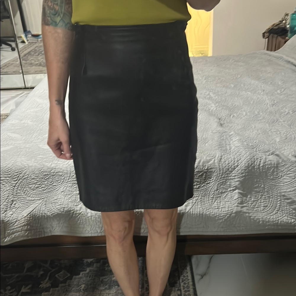 Classic Black Leather Skirt
